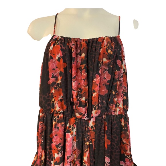 ❤️City Chic Pocket Maxi High Low Floral Mixed Print Sleeveless Halter Dress - Picture 7 of 12